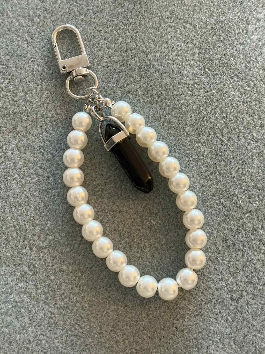 Crystal Pillar Faux Pearl Bag Charms