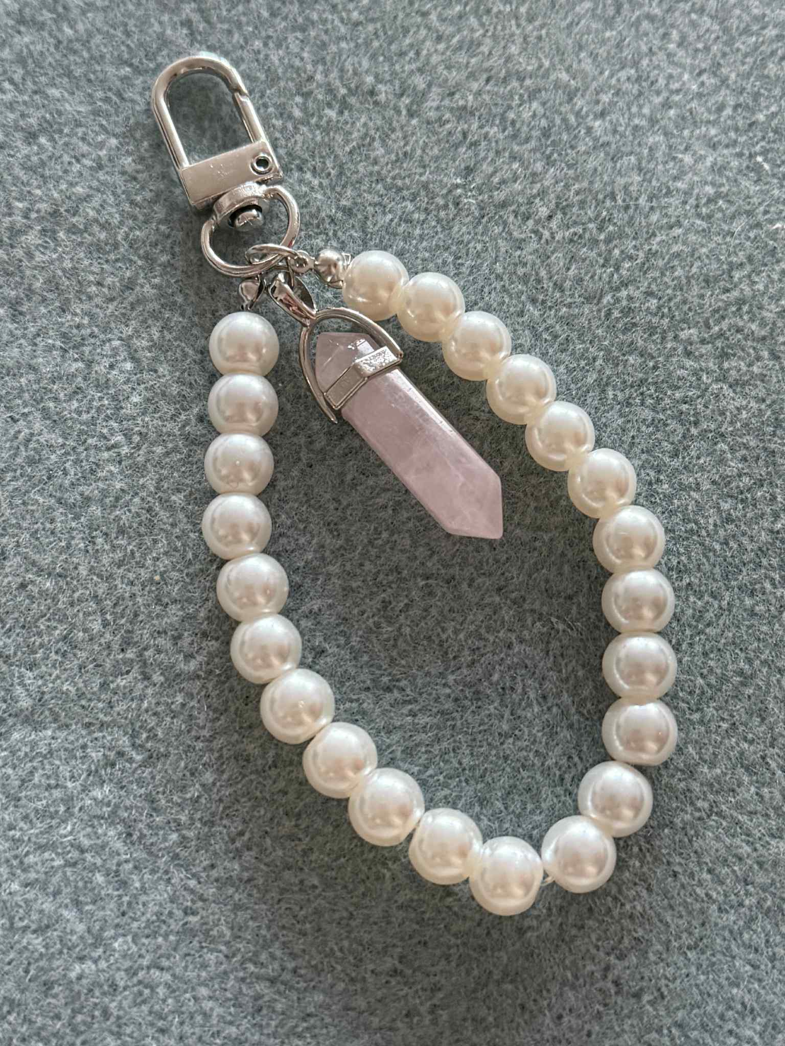 Crystal Pillar Faux Pearl Bag Charms