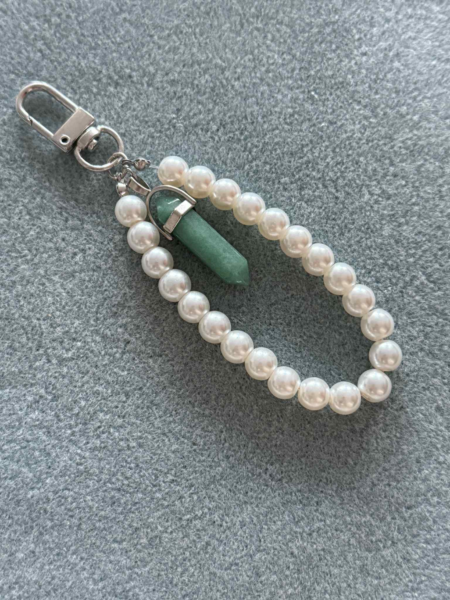 Crystal Pillar Faux Pearl Bag Charms