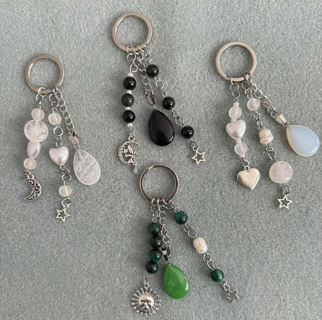 Beaded Multi Charm Keyrings