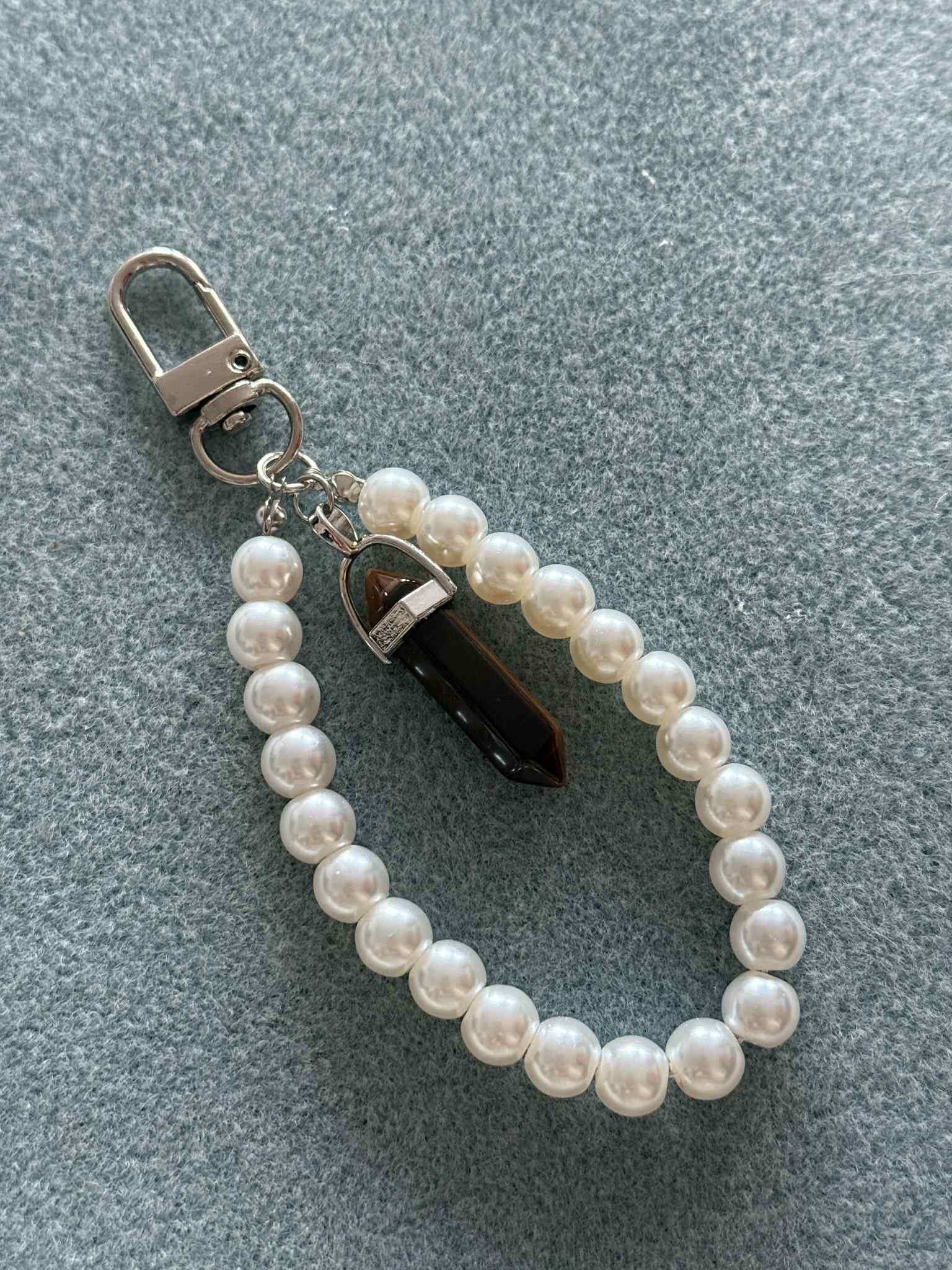 Crystal Pillar Faux Pearl Bag Charms