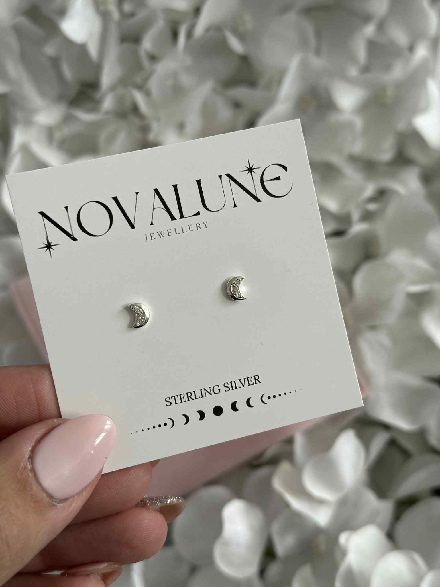 Cubic Zirconia Moon Stud Earrings